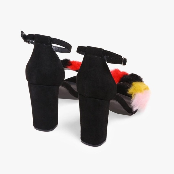 fur ankle strap heels